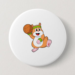 Hamster som Basketball-spelare med Basketball Knapp