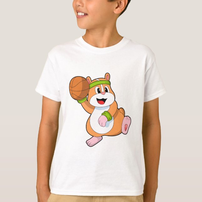 Hamster som Basketball-spelare med Basketball T Shirt (Framsida)