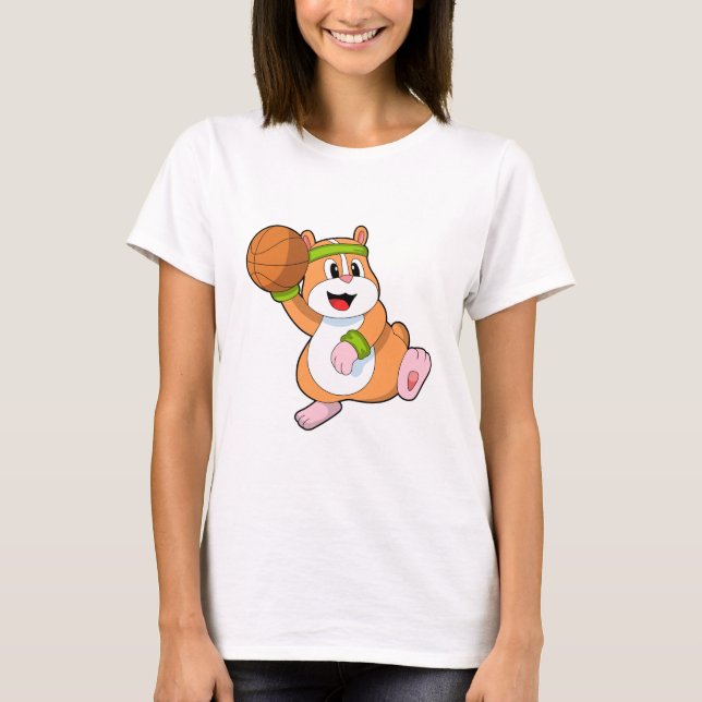 Hamster som Basketball-spelare med Basketball T Shirt (Framsida)