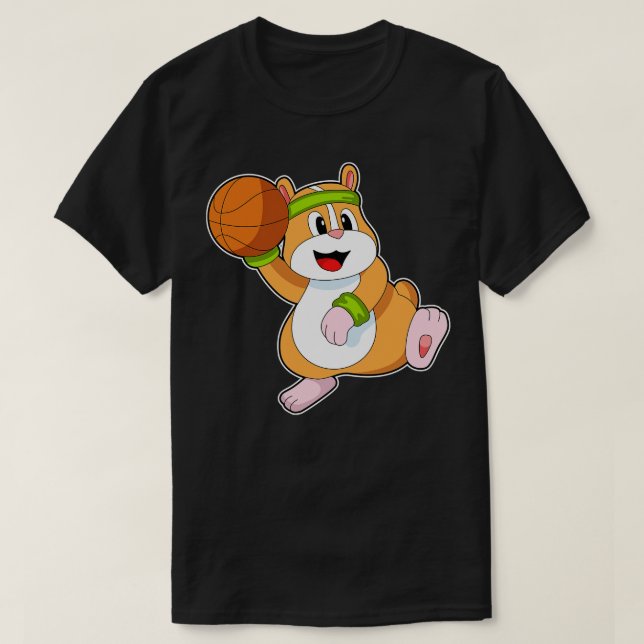 Hamster som Basketball-spelare med Basketball T Shirt (Design framsida)