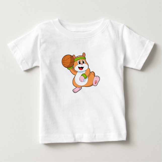 Hamster som Basketball-spelare med Basketball T Shirt (Framsida)