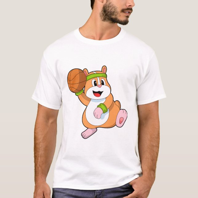 Hamster som Basketball-spelare med Basketball T Shirt (Framsida)
