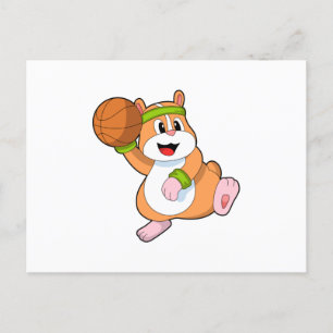 Hamster som basketbollspelare med basketboll vykort