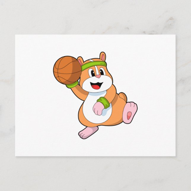 Hamster som basketbollspelare med basketboll vykort (Framsida)