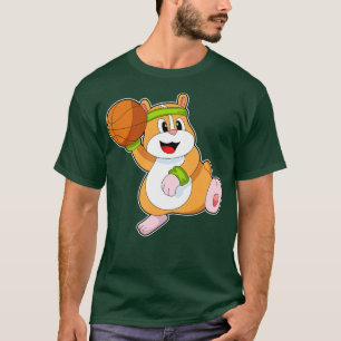 Hamster som basketspelare med basket t shirt