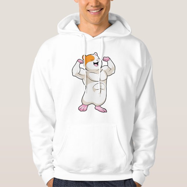 Hamster som Bodybyggder med stora muskler Hoodie (Framsida)