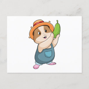 Hamster som bonde med zucchini vykort