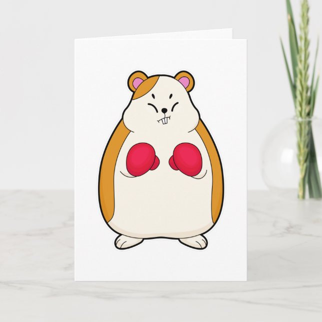 Hamster som boxare med boxhandskar kort (Framsida)