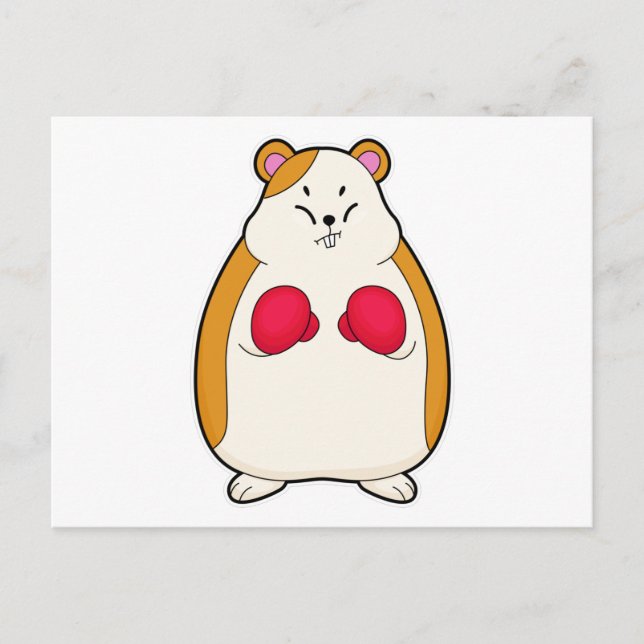 Hamster som boxare med boxhandskar vykort (Framsida)