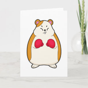 Hamster som boxare med boxningshandskor kort
