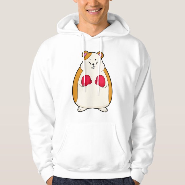 Hamster som Boxer med Boxinghandskar Hoodie (Framsida)