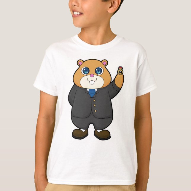 Hamster som brudgumme med vigselring t shirt (Framsida)