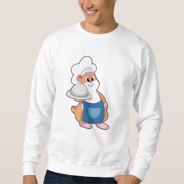 Hamster som Cook med Platter Lång Ärmad Tröja (Framsida)