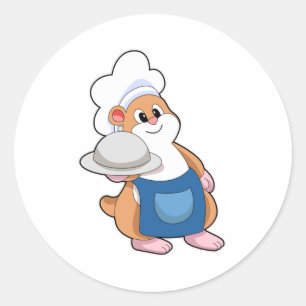 Hamster som Cook med Platter Runt Klistermärke
