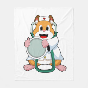 Hamster som Doktor med Stethoscope.PNG Fleecefilt