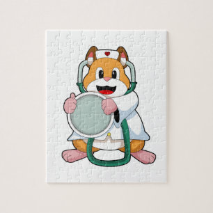 Hamster som Doktor med Stethoscope.PNG Pussel