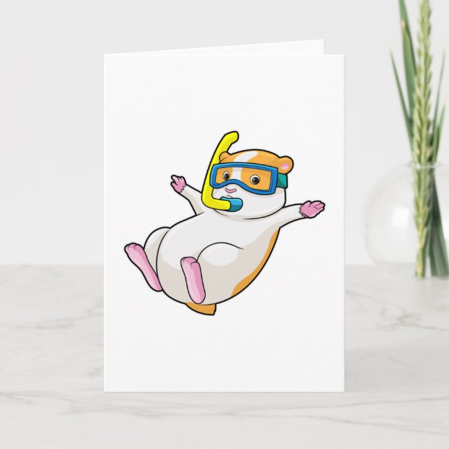 Hamster som dyker med simgoggles kort (Framsida)