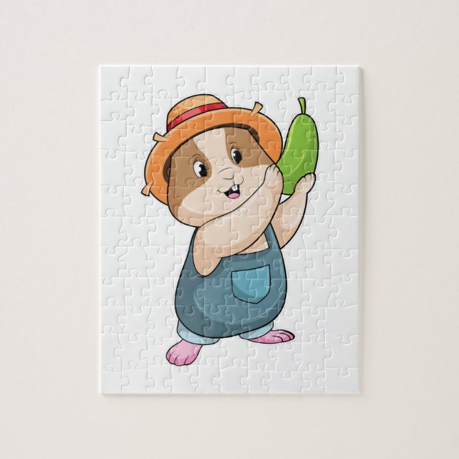 Hamster som Farmer med Zucchini Pussel (Vertikal)