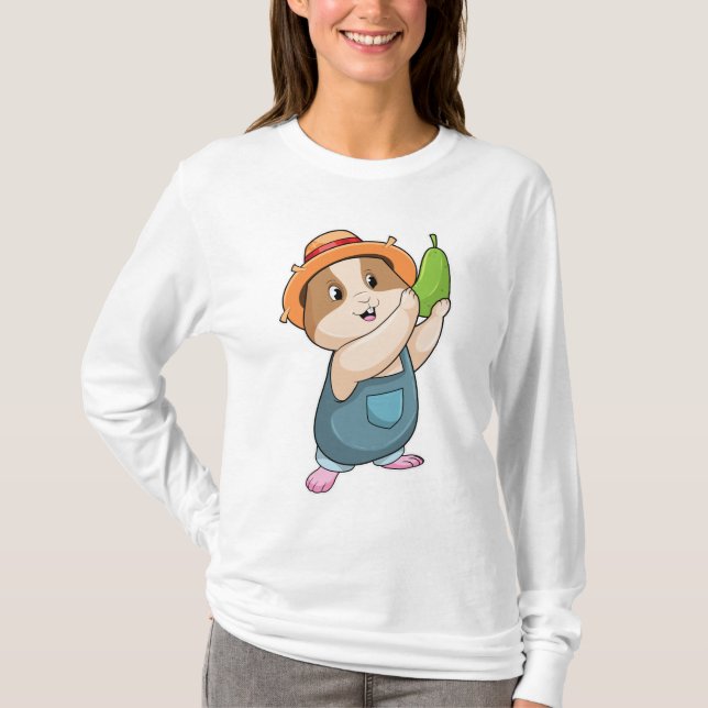 Hamster som Farmer med Zucchini T Shirt (Framsida)