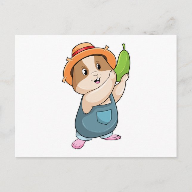 Hamster som Farmer med Zucchini Vykort (Framsida)