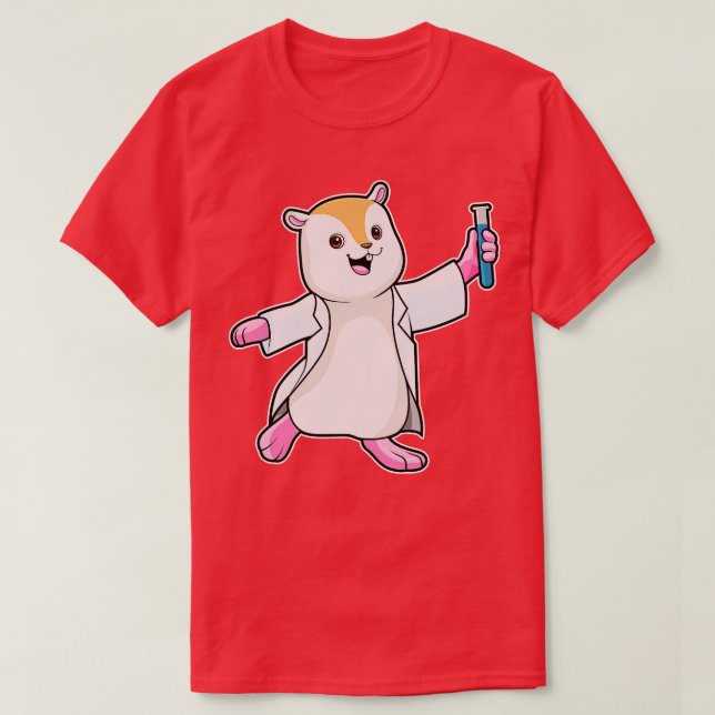 Hamster som forskare med provrör t shirt (Design framsida)