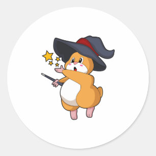 Hamster som guide med Magic trollspö Runt Klistermärke