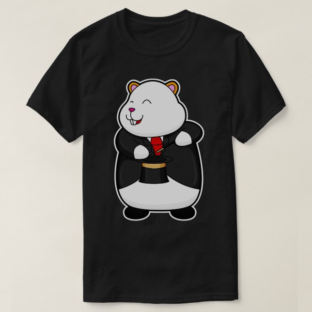 Hamster som Magician med Magic trollspö Hat T Shirt (Design framsida)