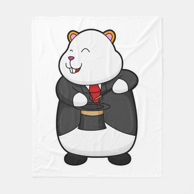 Hamster som Magician med magiskt trollspö och Hat Fleecefilt (Framsidan)