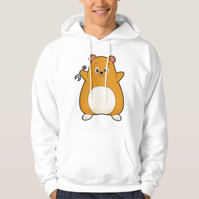 Hamster som Mechanic med Wrench Hoodie (Framsida)