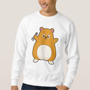 Hamster som Mechanic med Wrench Lång Ärmad Tröja