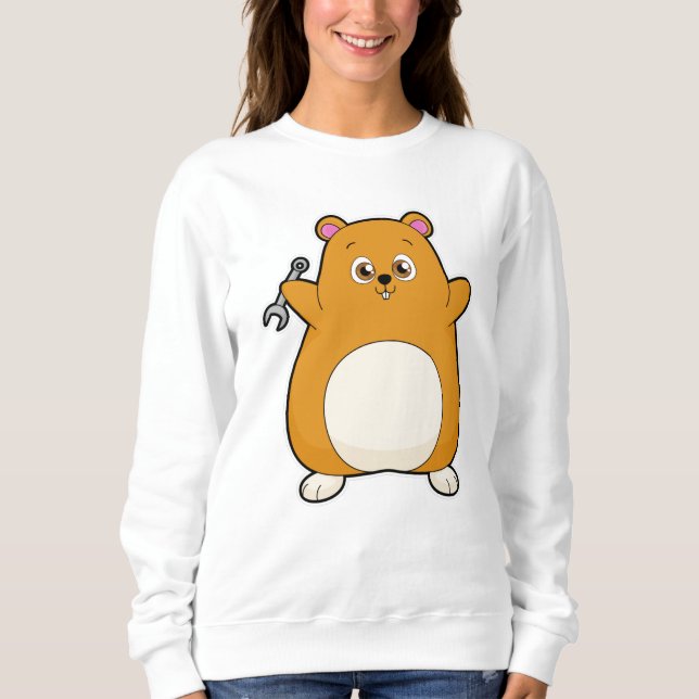 Hamster som Mechanic med Wrench T Shirt (Framsida)