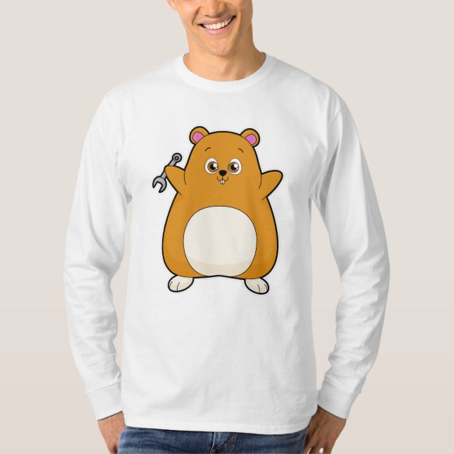 Hamster som Mechanic med Wrench T Shirt (Framsida)