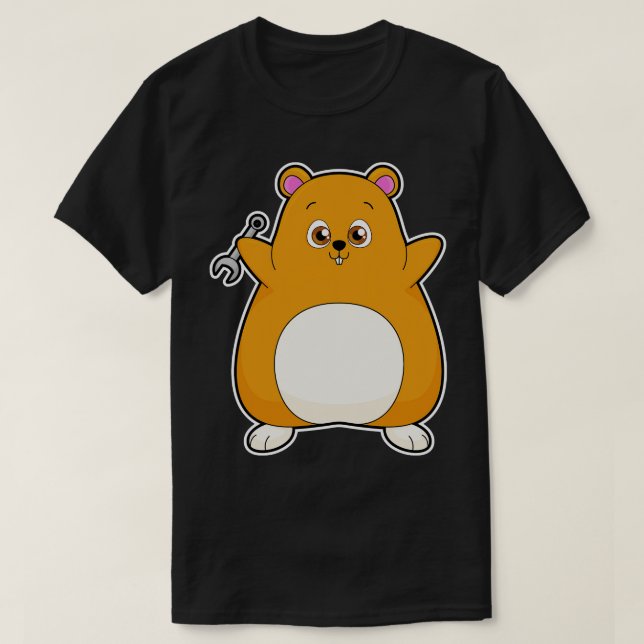 Hamster som Mechanic med Wrench T Shirt (Design framsida)