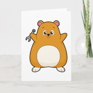 Hamster som mekaniker med skiftnyckel kort