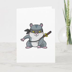 Hamster som ninja i kampsport med svärd kort