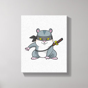 Hamster som Ninja vid martialkonsten med Sword Canvastryck