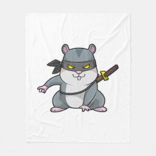 Hamster som Ninja vid martialkonsten med Sword Fleecefilt