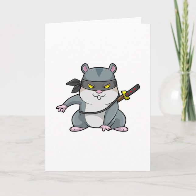 Hamster som Ninja vid martialkonsten med Sword Kort (Framsida)