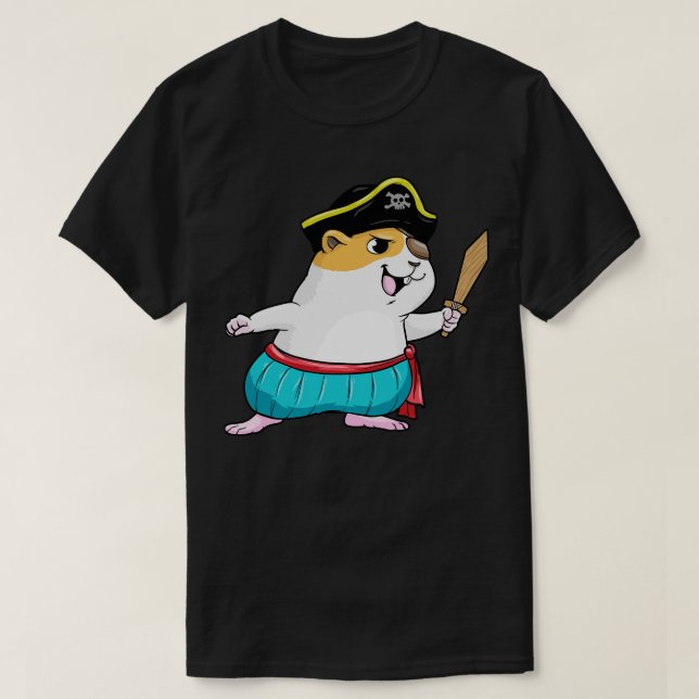 Hamster som pirat med svärd t shirt (Design framsida)