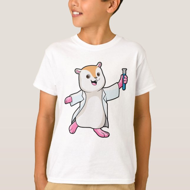 Hamster som Scientist med provrör T Shirt (Framsida)
