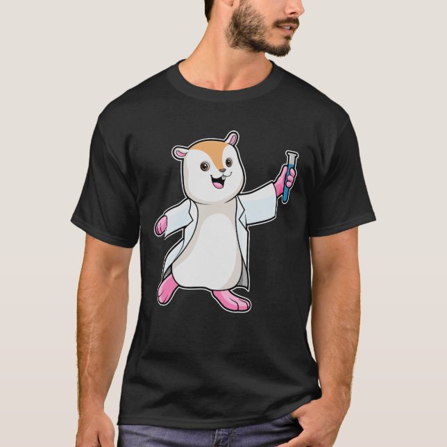 Hamster som Scientist med provrör T Shirt (Framsida)