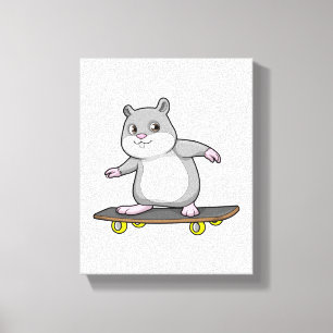 Hamster som Skater med Skateboard Canvastryck