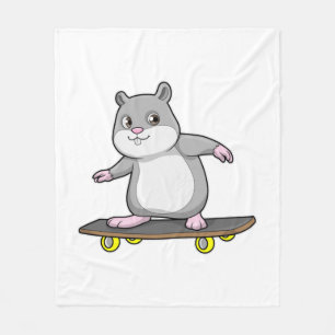Hamster som Skater med Skateboard Fleecefilt