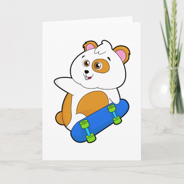 Hamster som Skater med Skateboard Kort (Framsida)