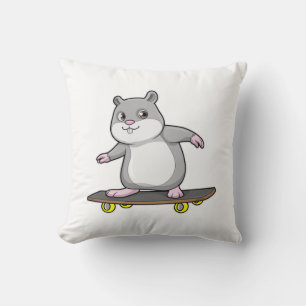 Hamster som Skater med Skateboard Kudde