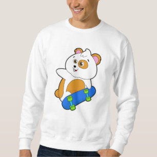Hamster som Skater med Skateboard Lång Ärmad Tröja