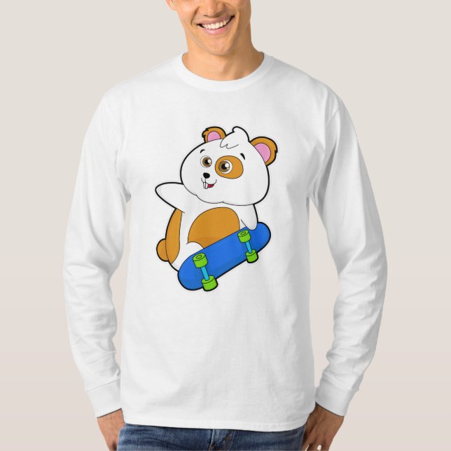 Hamster som Skater med Skateboard T Shirt (Framsida)