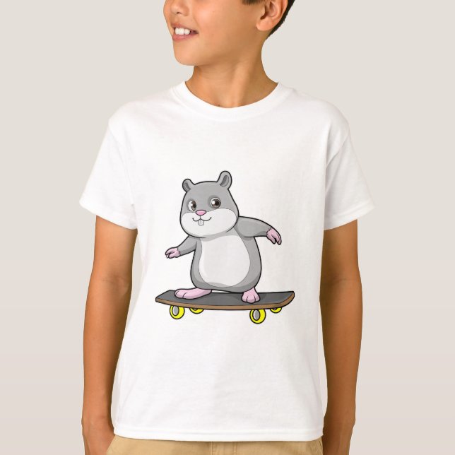 Hamster som Skater med Skateboard T Shirt (Framsida)