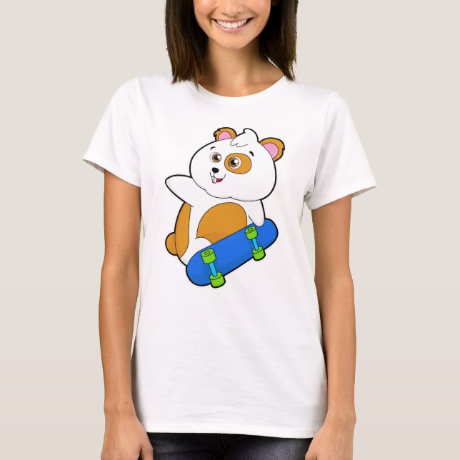Hamster som Skater med Skateboard T Shirt (Framsida)