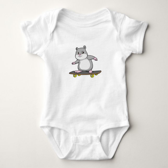 Hamster som Skater med Skateboard T Shirt (Framsida)